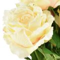 Floristik24 Künstliche Rosen Kunstblumenstrauß Rosen Creme Gelb Pick 54cm