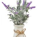 Floristik24 Künstlicher Lavendel Kunstpflanze Lavendel in Milchflasche 32cm 2St