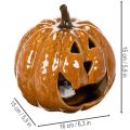 Keramik Kürbis LED-Dekoration Orange 15 cm | Floristik24.at