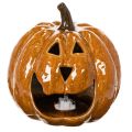 Keramik Kürbis LED-Dekoration Orange 15 cm | Floristik24.at