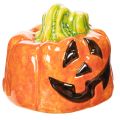Floristik24 Deko-Kürbis aus Keramik, handbemalt, 8 cm, orange-grün, Herbst und Halloween
