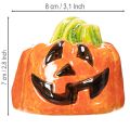 Deko-Kürbis aus Keramik, handbemalt, 8 cm, orange-grün, Herbst und Halloween | Floristik24.at