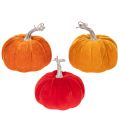 Floristik24 Set aus 3 Stoff-Kürbissen, 13 cm, Orange, Gelb und Rot, Herbstdeko