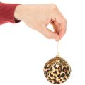 Weihnachtskugeln Kunststoff Leopard Muster mit Glitzer 7cm 3 Stück | Floristik24.at
