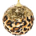 Weihnachtskugeln Kunststoff Leopard Muster mit Glitzer 7cm 3 Stück | Floristik24.at