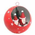 Floristik24 Weihnachts-Kugel zum Hängen Weihnachtsmänner und LED Rot Ø20cm Für Batterien