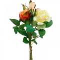 Floristik24 Kunstblumen, Rosenstrauß, Tischdeko, Seidenblumen, künstliche Rosen Gelb-Orange