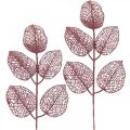 Floristik24 Kunstpflanzen, Deko Blätter, Kunstzweig Rosa Glitter L36cm 10St