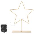 Stern aus Metall mit 50 LED 33cm Gold für innen Batteriebetrieben | Floristik24.at