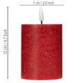 LED-Stumpenkerze aus Echtwachs, rot, 12 cm, mit Timer und warmweißem Licht | Floristik24.at