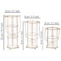 Laternen-Set aus Metall und Glas, Ø 8,5 cm, H 23/18,5/14,5 cm, 3-teilig, braun-grau | Floristik24.at