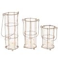 Laternen-Set aus Metall und Glas, Ø 8,5 cm, H 23/18,5/14,5 cm, 3-teilig, braun-grau | Floristik24.at