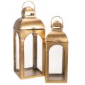 Floristik24 Laternen-Set aus Metall und Glas in Messing-Optik, H50cm und H42,5cm, 2-teilig