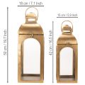 Laternen-Set aus Metall und Glas in Messing-Optik, H50cm und H42,5cm, 2-teilig | Floristik24.at