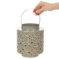 Laterne aus Metall mit Sternenmuster Grün 31 cm | Floristik24.at