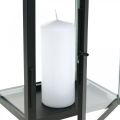 Floristik24 Deko Laterne Schwarz Metall, Glas rechteckig Windlicht 19x15x30,5cm