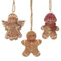 Floristik24 Deko-Anhänger Lebkuchenfiguren aus Polyresin 7cm 3er-Set Braun-Rot-Weiß für Innen