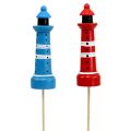 Floristik24 Leuchtturm als Stecker Blau, Rot 7,5cm L28cm 8St