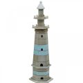 Floristik24 Leuchtturm zum Stellen, Maritime Holzdeko Natur, Blau-Weiß Shabby Chic H54cm