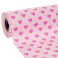 Floristik24 Manschettenpapier Rosa mit Herzmotiv 25 cm x 100 m für Dekoration
