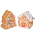 Floristik24 Weihnachtsdose Metall im Set Lebkuchenhaus und Tannenbaum, 14 cm hoch