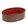 Floristik24 Metallschale oval Rot mit Sternmuster 24,5cm x 17,5cm H7cm