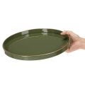 Deko-Tablett Metall Ø 30 cm Grün mit Goldrand | Floristik24.at