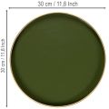 Deko-Tablett Metall Ø 30 cm Grün mit Goldrand | Floristik24.at