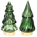 Floristik24 Glas-Tannenbaum mit LED-Beleuchtung 13 cm grün 2er-Set