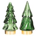 Glas-Tannenbaum mit LED-Beleuchtung 13 cm grün 2er-Set | Floristik24.at