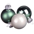 Floristik24 Mini Weihnachtskugeln Glas Grün Perlmuttgrau Ø3cm 22 St