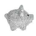 Floristik24 Mini Glückschweine mit Glimmer Silber 3cm 24St