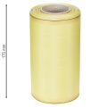 Kranzband aus Acetat und Polyester, Moiré-Optik, hellgrün mit Goldrand, 175mm x 25m, floristische Dekoration | Floristik24.at
