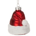 Floristik24 Weihnachtskugeln aus Glas Nikolausmütze 8cm Rot-Weiß 6er-Set