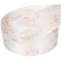 Organzaband Chiffonband Blumenmuster 40mm x 15m Rosa Apricot Orange | Floristik24.at
