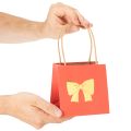 Geschenktüte aus Papier, 12 cm, Rot mit goldenem Schleifen-Motiv, 8 Stück | Floristik24.at