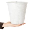 Pflanzgefäß aus Metall mit Ornamenten Weiß Grau Ø20,5cm H19,5cm für Innen und Außen | Floristik24.at