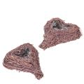 Floristik24 Herzform Schale aus Zweigen mit Folieneinsatz 14x12x4cm 2er-Set