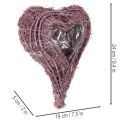 Pflanzherz aus Rebenmaterial mit Kunststofffolie 24 cm in Lila | Floristik24.at