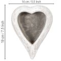 Dekoschale Herzform aus Steinguss, grau, 19 cm | Floristik24.at