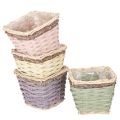 Floristik24 Pflanzkörbe quadratisch Holz mit Folie 14x14x12 cm bunt 4 Stück