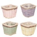 Pflanzkörbe quadratisch Holz mit Folie 14x14x12 cm bunt 4 Stück | Floristik24.at