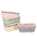 Floristik24 Pflanzkorb rechteckig Holz mit Folie 25cm 4er-Set Pastellfarben