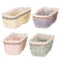 Pflanzkorb rechteckig Holz mit Folie 25cm 4er-Set Pastellfarben | Floristik24.at