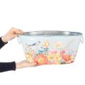 Pflanzschalen Set oval aus Metall mit Blumen- und Vogelmotiven, 3 Stück, 39/31/24,5 cm | Floristik24.at