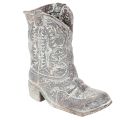 Floristik24 Deko Cowboy-Stiefel Pflanzgefäß Polyresin 24cm Grau-Blaugrün