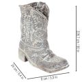 Deko Cowboy-Stiefel Pflanzgefäß Polyresin 24cm Grau-Blaugrün | Floristik24.at
