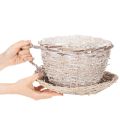 Korb-Tasse mit Unterteller, Weide, Weiß-Grau, 34cm | Floristik24.at