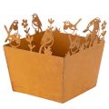 Floristik24 Pflanztopf Metall Edelrost mit Vogelmotiven 15,5 cm hoch