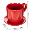 Tasse mit Unterteller aus Keramik 17 cm rot als Pflanztopf für den Innenbereich | Floristik24.at